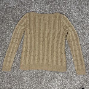 Lauren Ralph Lauren Black Label Long Sleeve Cable Knit Sweater Medium Gold